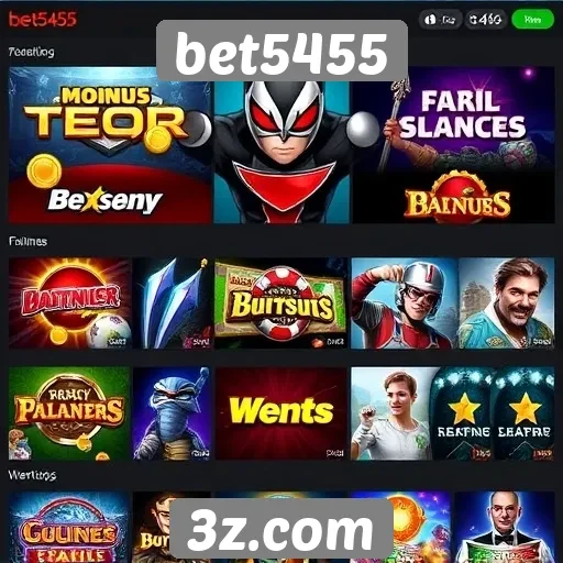 Variedade de jogos disponíveis na plataforma bet5455
